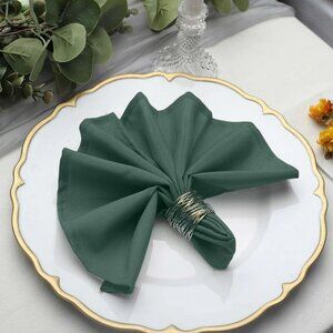 17" x 17" Reusable Hunter Emerald Green Cloth Napkins with Hemmed Edges